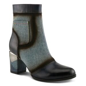 NWB LArtiste by Spring Step Women Milani Denim Blue Ankle Boots Size 41 / us 10‎